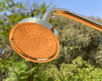 Unlacquered Solid Copper Rain Shower Head, Moroccan Handcrafted Vintage Showerheads, Works Outdoor / Indoor Showerheads brass Gold