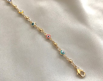 Tobillera Oro Laminado 14K Gold Elegant Crystal Flower Chain ANKLET