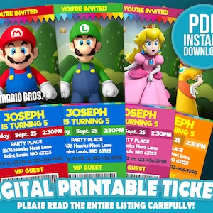 Invitation Super Mario Bros., Invitation anniversaire Mario Bros., Invitation imprimable Mario Bros., Invitation Mario Bros. par LuisMiAnd