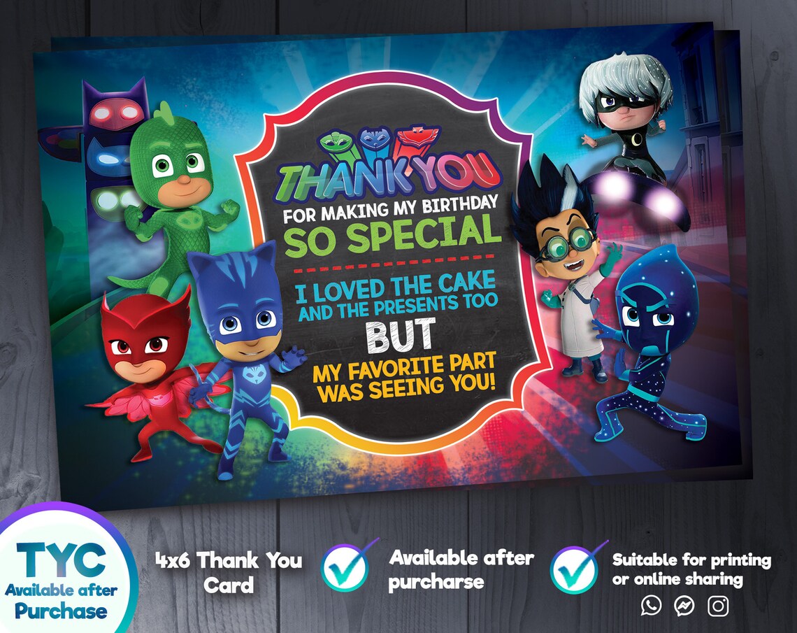 Pj Masks Birthday Invitation, Pj Masks Printable Birthday Party ...