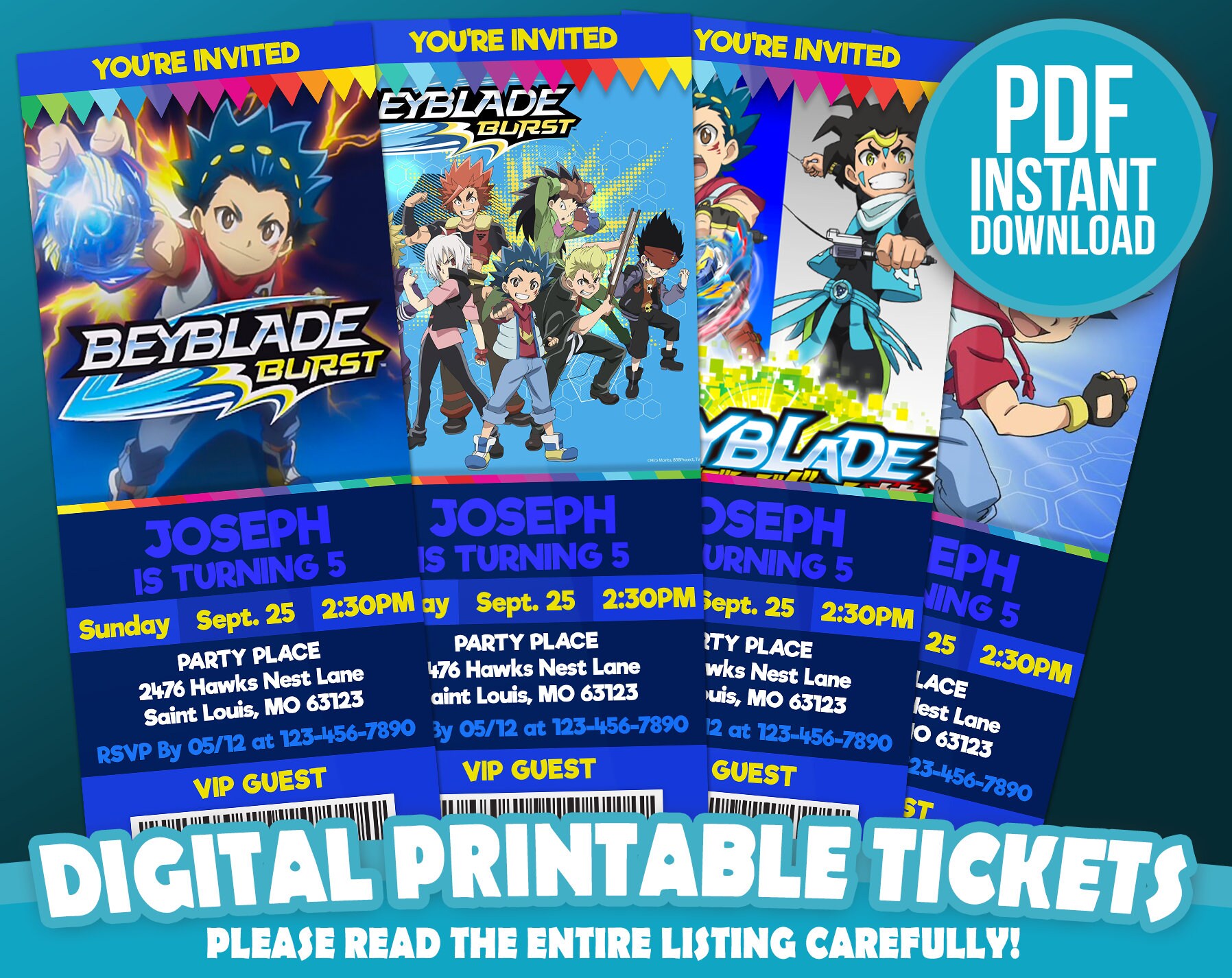 Beyblade Burst Ticket Invitation, Beyblade Burst Birthday Invite ...