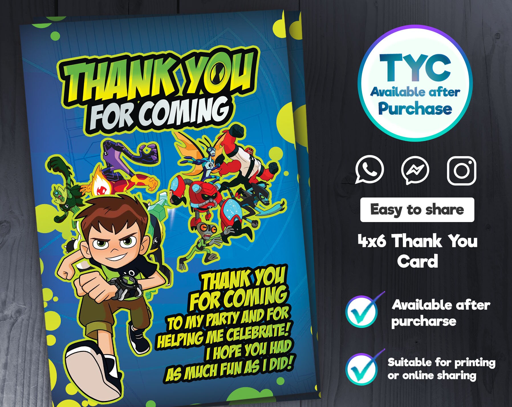 Ben 10 Birthday Invitation, Printable Birthday Party Invitations ...