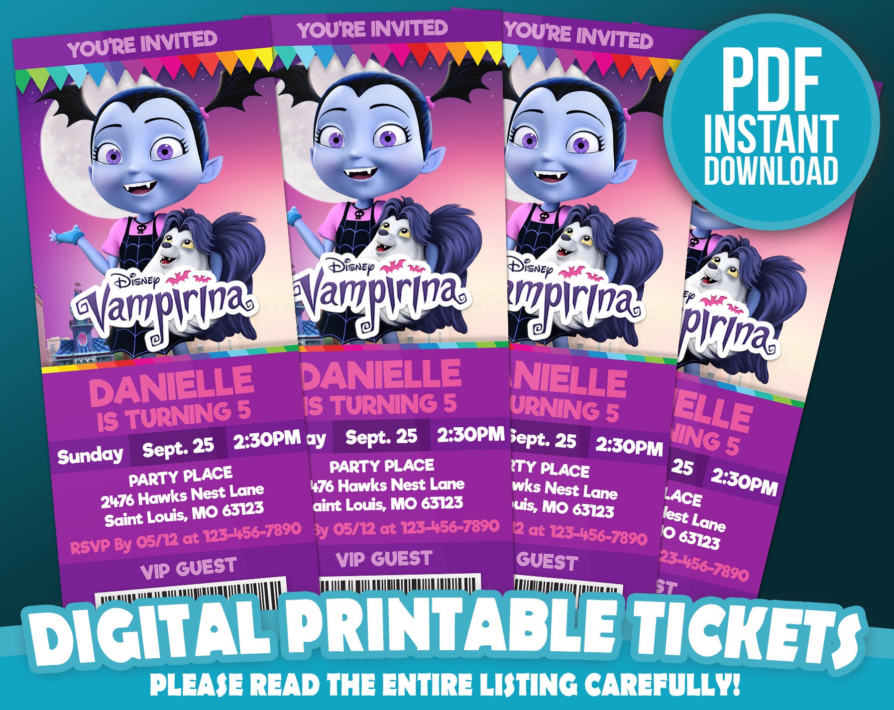 Vampirina Ticket Invitation, Vampirina Birthday Invite, Vampirina ...