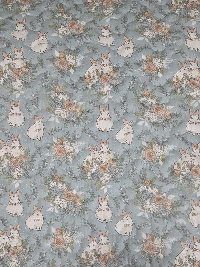Baby Play Mat: Non-Slip Tummy Time Activity Mat (5x7ft) Bun Bouquet- Teal