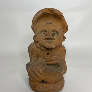 Pre-Columbian Mayan Seated Figurine with Bowl