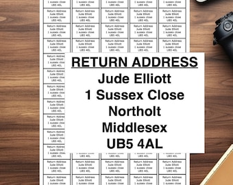 A4 Personalised Address Labels 65 per sheet Self Adhesive Pre Printed Sticky Return Label NEW