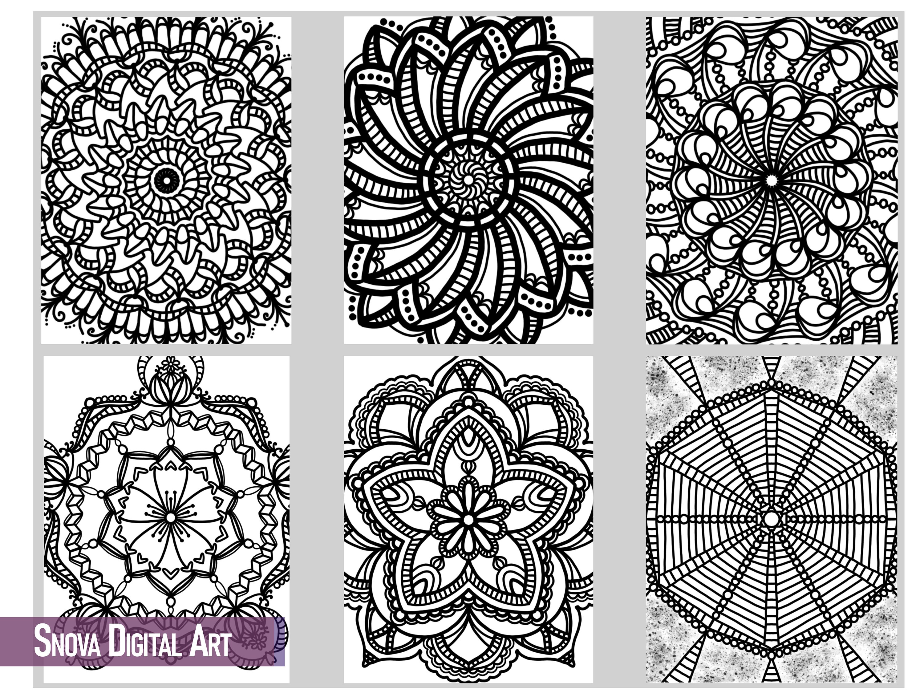 mandala coloring pages adult coloring pages six high etsy