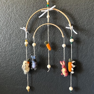 Handmade felt needle Bunny baby mobile