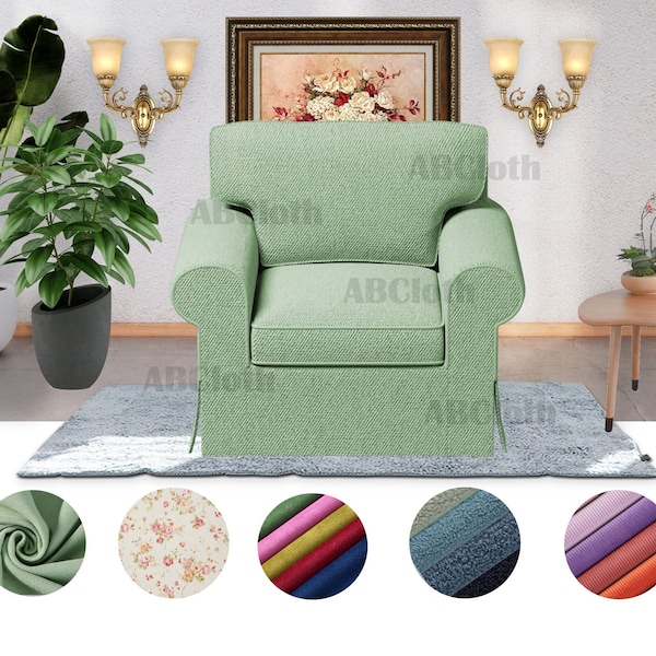 Ektorp Armchair covers in pattern/solid color fabrics, Covers comes with free pet mat, Custom made covers fit Ektorp Armchair