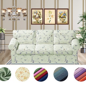 Ektorp 3 seat sofa covers in floral pattern fabrics,Custom cover comes with free pet mat, handmade covers fit Ektorp 3 seat sofa