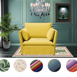 BACKSALEN 1.5 seat Armchair covers in pattern/solid color fabrics, Covers comes with free pet mat, Custom made covers fit BACKSALEN Armchair