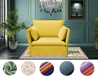 BACKSALEN 1.5 seat Armchair covers in pattern/solid color fabrics, Covers comes with free pet mat, Custom made covers fit BACKSALEN Armchair