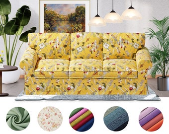 Uppland 3 seat sofa covers in floral pattern fabrics, Cover comes with free pet mat, Custom made covers fit Uppland 3 seat sofa