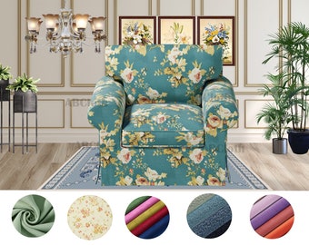 Ektorp Armchair covers in cotton/velvet/corduroy/shepra fabrics, Covers comes with free pet mat, Custom made covers fit Ektorp Armchair