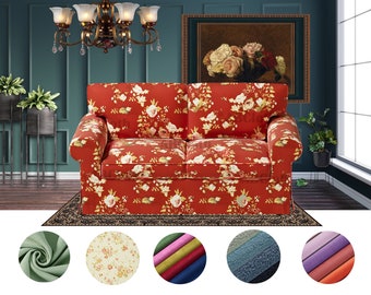 Personalized Ektorp Loveseat sofa covers in floral cotton fabrics,Covers comes with free pet mat,handemade covers fit Ektorp 2 seat sofa