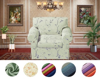 Ektorp Armchair covers in pure cotton/corduroy/floral/shepra fabrics, Covers comes with free pet mat, Custom made covers fit Ektorp Armchair