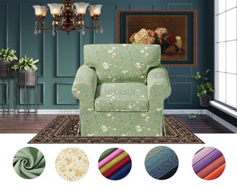Handemade Ektorp Armchair covers in floral pattern/solid color fabrics,Covers comes with free pet mat,Custom made covers fit Ektorp Armchair