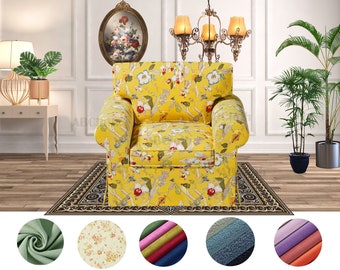 Uppland Armchair covers in floral pattern/solid color fabrics,Covers comes with free pet mat, Custom made covers fit Uppland Armchair