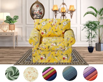 Uppland Armchair covers in floral pattern/solid color fabrics,Covers comes with free pet mat, Custom made covers fit Uppland Armchair