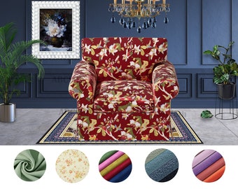 Handemade Floral covers fit Ektorp Armchair,Cotton covers,Velvet covers,Cover comes with free pet mat,Custom made covers fit Ektorp Armchair