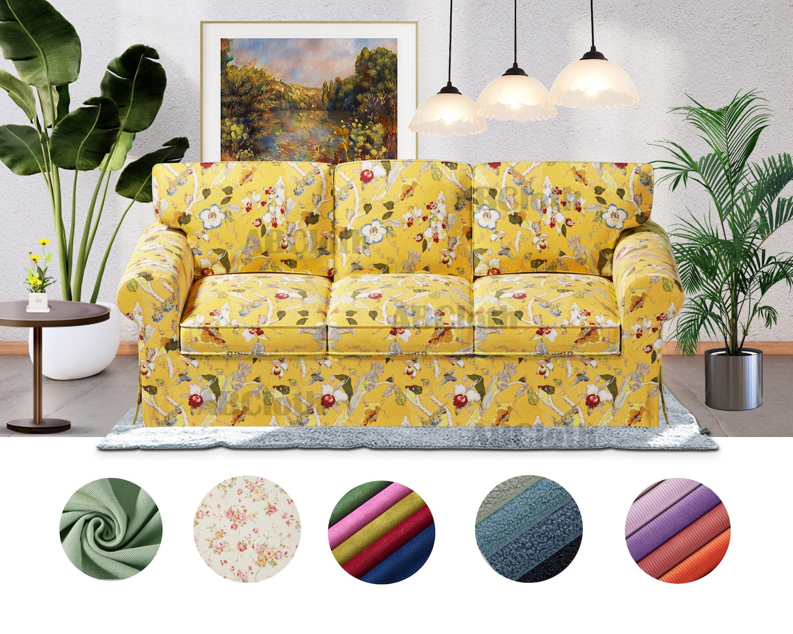 Ektorp 3 Seat Sofa Covers in Floral Pattern Fabrics Cover Etsy