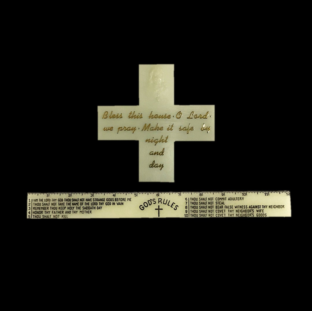Sacred Heart House Blessing/god's Rules Ruler GLOW in the DARK Catholic