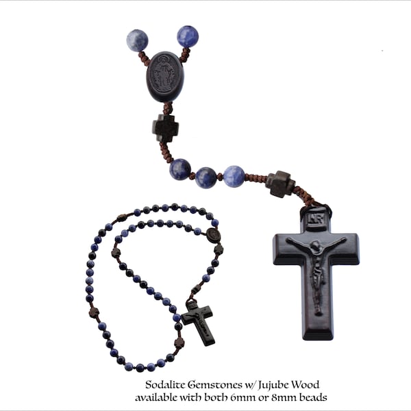 Holy Rosary – 6mm or 8mm (Dark) GEMSTONE/JUJUBE WOOD