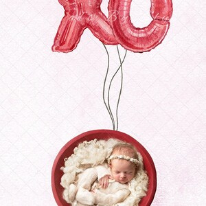 Valentine Newborn Photography Backdrop: Balloons XO (Digital Download)