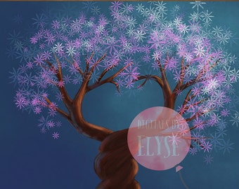 Digital backdrop for Newborn Photography. Tree backdrop prop.