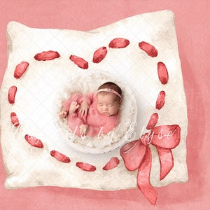 Valentine Baby Girl Photography Backdrop: Pink Heart (Digital Background)