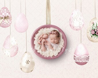 Easter Newborn Photography Digital Backdrop: Painted Eggs (Digital Download)