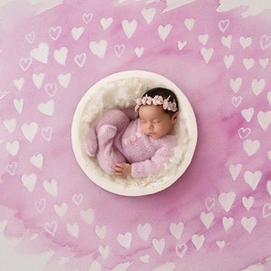 Pink Hearts Newborn Photography Digital Backdrop (Digital Download)