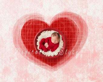 Red Heart Newborn Photography Digital Backdrop (Digital Download)