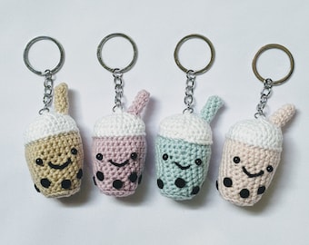 Crochet Pattern for Bubble Tea Boba Keychain