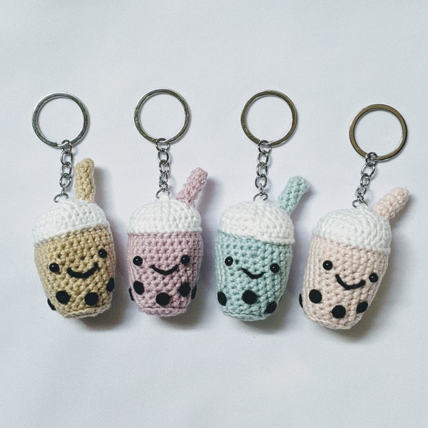 Crochet Pattern for Bubble Tea Boba Keychain