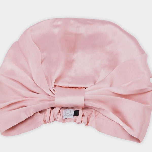 Double Layer Mulberry Silk Hair Turban in Pink