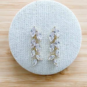 ADELE • Bridal Drop Earrings • Crystals Wedding Earrings • Leaf Wedding Luxury Earrings • Sparkle Bridal Earrings • Bridal Earrings