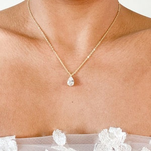 SYDNEY | Crystal Wedding Necklace | Crystal Pendant Necklace | Bridal Necklace  | Bridesmaid Necklace Bridal