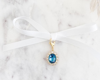 GRACE Crystal Something Blue | Blue Crystal Wedding Pin | Bride something Blue | Bridal Luck Pin Blue | Bridal Gift Something Blue