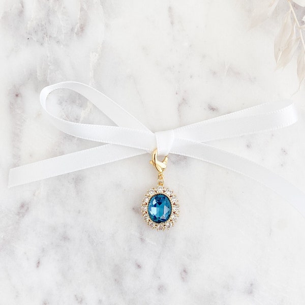 GRACE Crystal Something Blue | Blue Crystal Wedding Pin | Bride something Blue | Bridal Luck Pin Blue | Bridal Gift Something Blue