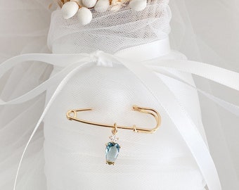 JULIETTE Crystal Something Blue | Blue Crystal Wedding Pin | Bride something Blue | Bridal Luck Pin Blue | Bridal Gift Something Blue