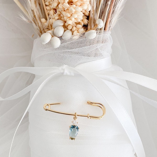 JULIETTE Crystal Something Blue | Blue Crystal Wedding Pin | Bride something Blue | Bridal Luck Pin Blue | Bridal Gift Something Blue