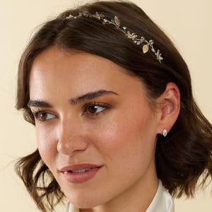 Fermaglio per capelli da sposa in cristallo dorato / Delicato fermaglio per capelli da sposa con fiori in cristallo / Copricapo da sposa per la sposa / Regalo da sposa per lei