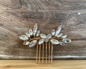 LOANA | Bridal Hair Comb | Crystal Hair Comb | Gold Bridal Hair Comb | Rhinestone Hair Comb | Wedding Headpiece | Vintage Wedding Hair Comb