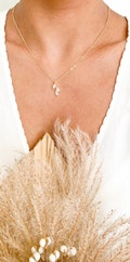 CAILEY | Dainty Crystal Wedding Necklace | Crystal Leaf  Pendant Necklace | Bridal Necklace  | Bridesmaid Necklace Bridal