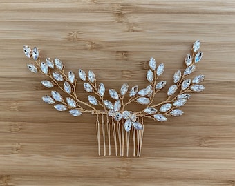 IONA | Bridal Hair Comb | Gold Bridal Hair Comb | Crystal Hair Comb | Rhinestone Hair Comb | Wedding Headpiece | Vintage Wedding Hair Comb