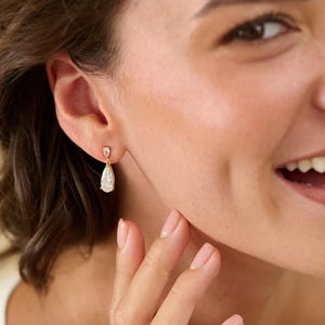 Dainty Diamond Bridal Drop Earrings • Wedding Earrings for Bride • Teardrop Diamond Earrings • Sparkle Wedding Earrings • Bridesmaids Gift