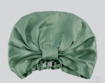 Double Layer Mulberry Silk Hair Turban in Sage Green