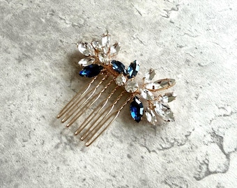 Dainty Sapphire Blue Crystal Bridal Hair Comb | Wedding Headpiece | Bridal Sapphire Blue Hair Comb Wedding Hairpiece | Bridesmaid Gift