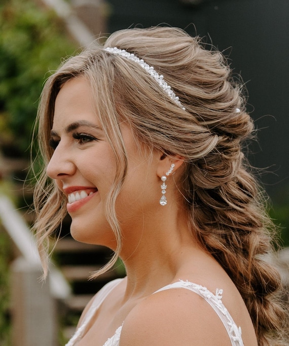 Clearine Matrimonio Gioielli per Sposa Damigella d'onore Marquise Goccia Cluster Strass Orecchini pendenti per Donne Trasparente Argento-fondo